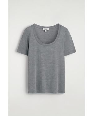 COS Slim Silk T-Shirt - Grey