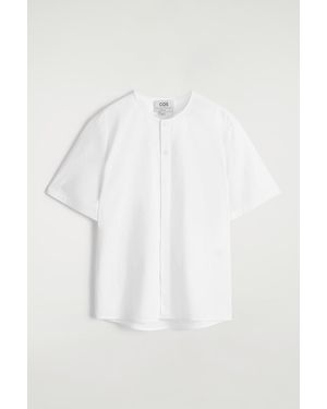 COS Collarless Pima Cotton Shirt - White