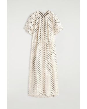 COS Pleated Belted Midi Dress - White