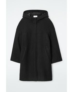 COS Hooded Boiled-wool Coat - Black