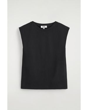 COS Folded-Shoulder Cotton-Jersey Tank Top - Black