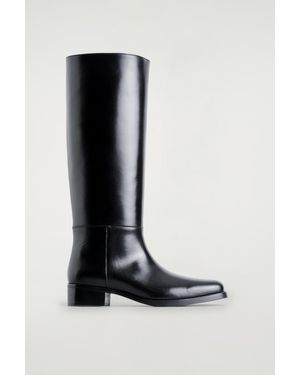 COS Leather Knee-High Boots - Black