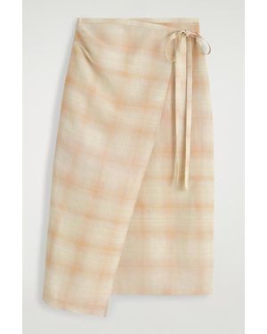 COS Checked Midi Wrap Skirt - Natural
