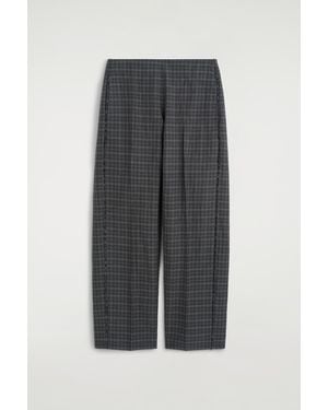 COS Fringed Checked Linen-Cotton Trousers - Grey