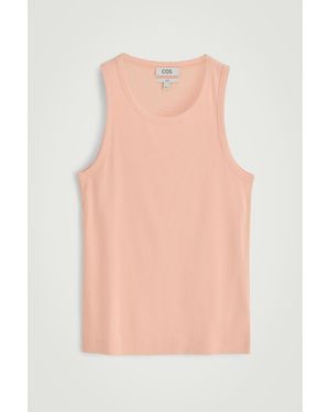 COS Slim Ribbed Cotton Tank Top - Pink