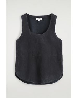 COS Scoop-Neck Suede Tank Top - Blue