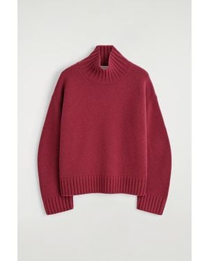 COS Chunky Cashmere Funnel-Neck Sweater - Red