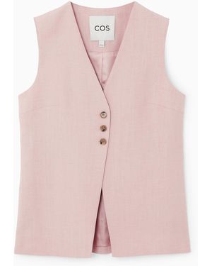 COS Longline Linen-blend Vest - Pink