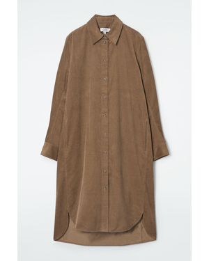 COS Corduroy Midi Shirt Dress - Natural