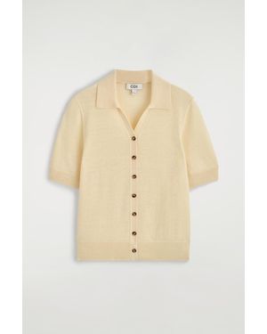 COS Knitted Linen-Merino Short-Sleeved Shirt - Natural