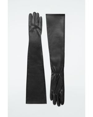 COS Long Leather Gloves - Black