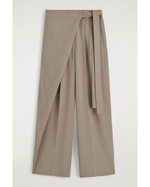 COS Fluid Wrap-Front Trousers - Natural