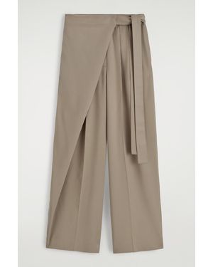 COS Fluid Wrap-Front Trousers - Natural