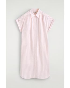 COS Striped Short-Sleeved Cotton Shirt Dress - Pink
