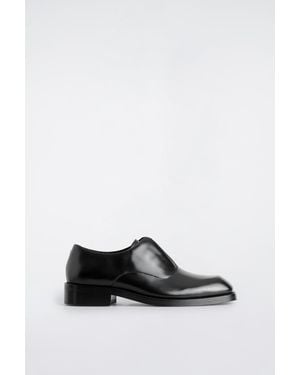 COS Square-Toe Leather Oxford Shoes - Black