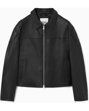 COS Leather Racer Jacket - Black