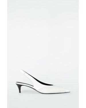 COS Perforated Leather Slingback Heels - White