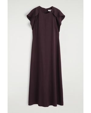 COS Cape-Shoulder Midi Dress - Purple