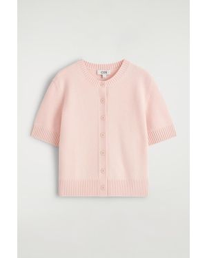 COS Merino Wool Short-Sleveled Cardigan - Pink