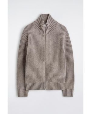 COS Funnel-neck Knitted Wool Jacket - Gray