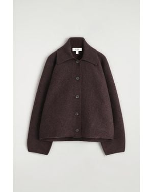 COS Sculpted Merino Wool Short Jacket - Brown