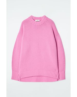 COS Chunky Pure Cashmere Crew-neck Jumper - Pink