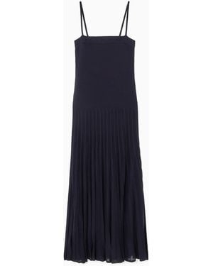 COS Pleated Knitted Maxi Dress - Blue