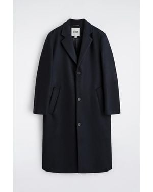 COS Single-Breasted Wool Long Coat - Blue