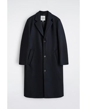 COS Single-Breasted Wool Long Coat - Blue