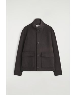 COS Double-Faced Wool Mock Neck Jacket - Black
