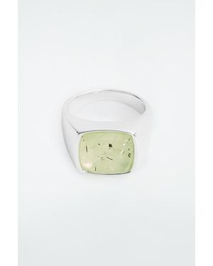 COS The Quartz Silver Signet Ring - White