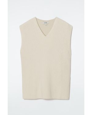 COS Ribbed-knit Hooded Tank Top - White
