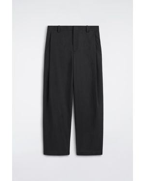 COS Pleated Cotton Relaxed-Fit Wide-Leg Pants - Black