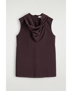 COS Fluid Funnel-Neck Scarf Blouse - Purple