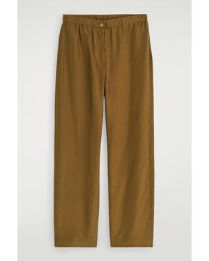 COS Relaxed Silk Trousers In Beige - Natural