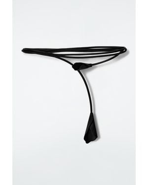 COS Floral Leather Wrap Belt - Black