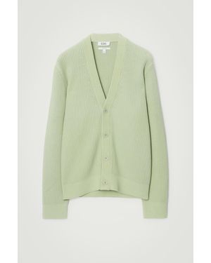 COS Acid-wash Cotton Cardigan - Green