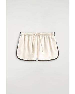 COS Contrast-Piped Satin Track Shorts - Blue