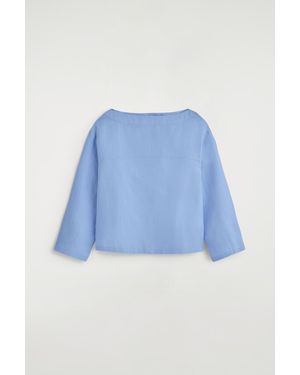 COS Boat-Neck Linen Blouse - Blue
