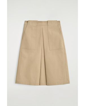 COS Deconstructed Pleated Cotton Midi Skirt - Natural
