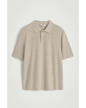 COS Knitted Linen Polo Shirt - Natural