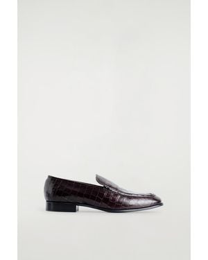 COS Croc-Effect Leather Loafers - White