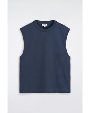 COS Relaxed Cotton-Crepe Tank Top - Blue