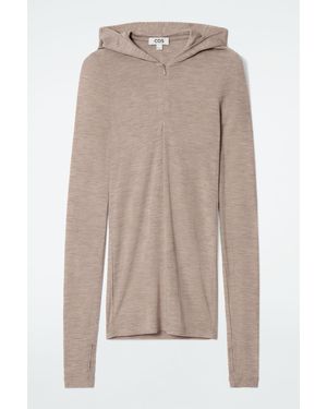 COS Slim Half-Zip Wool Hoodie - Brown