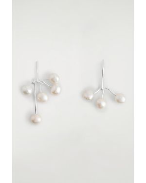 COS Mismatched Cascading Pearl Earrings - Natural