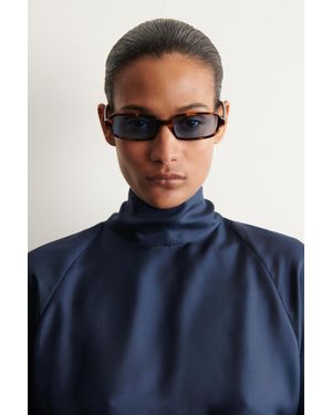 COS Schmale Rechteckige Sonnenbrille - Blau