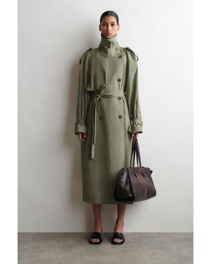COS Trenchcoat Aus Baumwolle Mit Stehkragen - Grün