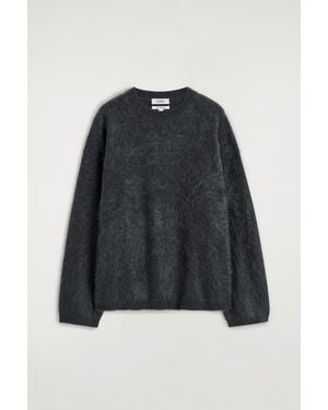 COS Brushed-Cashmere Crew-Neck Sweater - Black