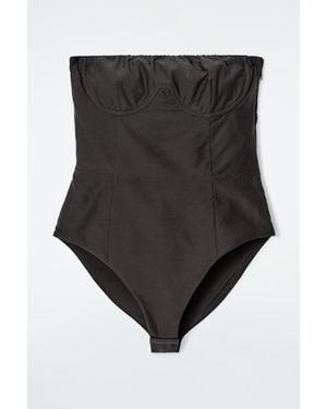 COS Corset Bandeau Bodysuit - Black