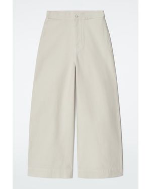 COS Wide-leg Denim Trousers In Beige - White